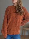 Explore More Collection - Openwork Round Neck Dropped Shoulder Sweater