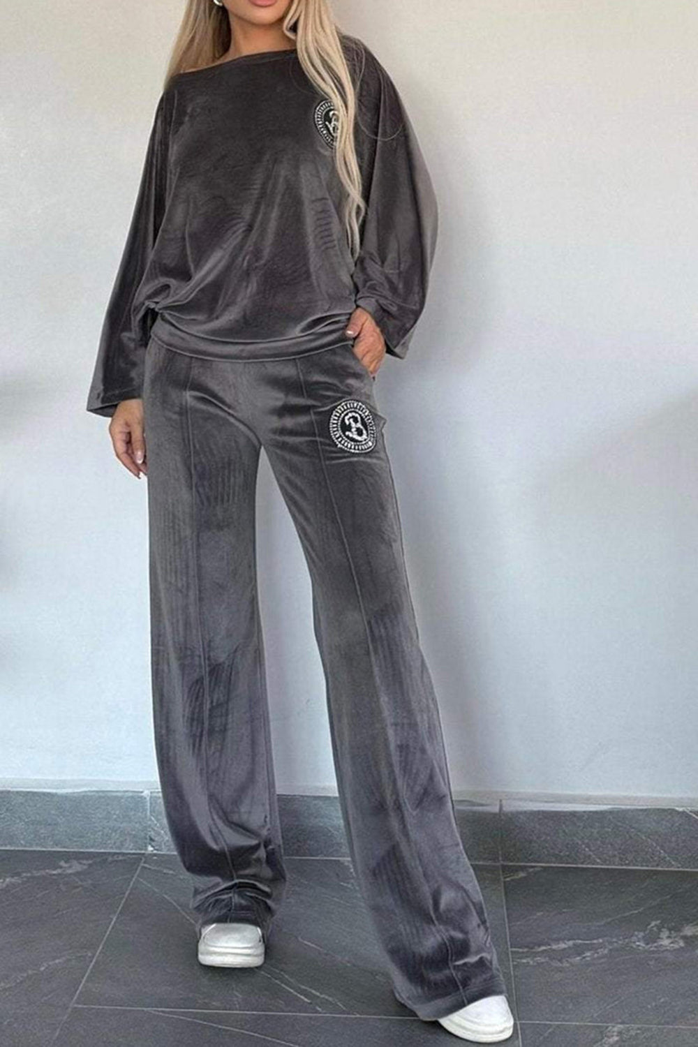 Explore More Collection - Full Size Boat Neck Long Sleeve Top and Pants Set