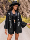 Explore More Collection - Embroidered Open Front Long Sleeve Cardigan