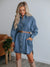 Explore More Collection - Button Up Collared Neck Long Sleeve Denim Dress