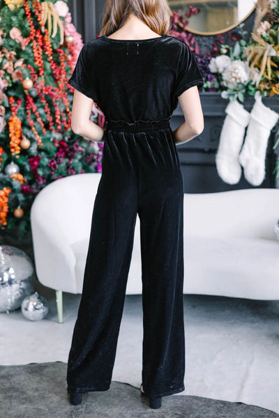 Explore More Collection - Drawstring Surplice Short Sleeve Jumpsuit