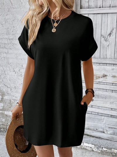 Explore More Collection - Round Neck Short Sleeve Mini Dress