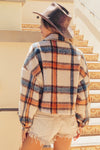 Explore More Collection - BiBi Brushed Plaid Crop Jacket with Pockets