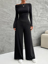 Explore More Collection - Long Sleeve Top and Wide Leg Pants Set