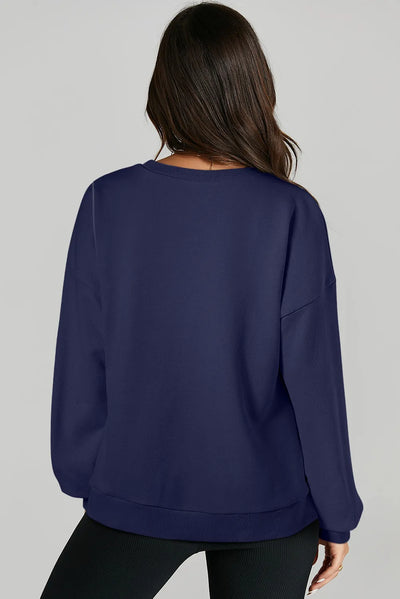 Explore More Collection - High-Low Round Neck Long Sleeve Sweatshirt