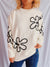 Explore More Collection - Flower Round Neck Long Sleeve Sweater