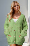 Explore More Collection - Double Take Full Size Button Up Star Pattern Cardigan