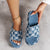 Explore More Collection - Plaid PU Leather Platform Sandals