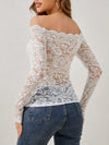 Explore More Collection - Off-Shoulder Long Sleeve Lace Top