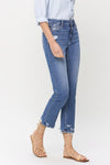 Explore More Collection - Lovervet High Rise Raw Hem Straight Jeans