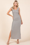 Explore More Collection - Mittoshop Striped Scoop Neck Sleeveless Maxi Dress