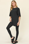 Explore More Collection - Double Take Full Size Round Neck Dropped Shoulder T-Shirt and Leggings Set