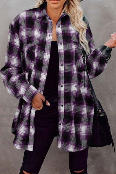 Explore More Collection - Full Size Plaid Collared Neck Long Sleeve Shirt