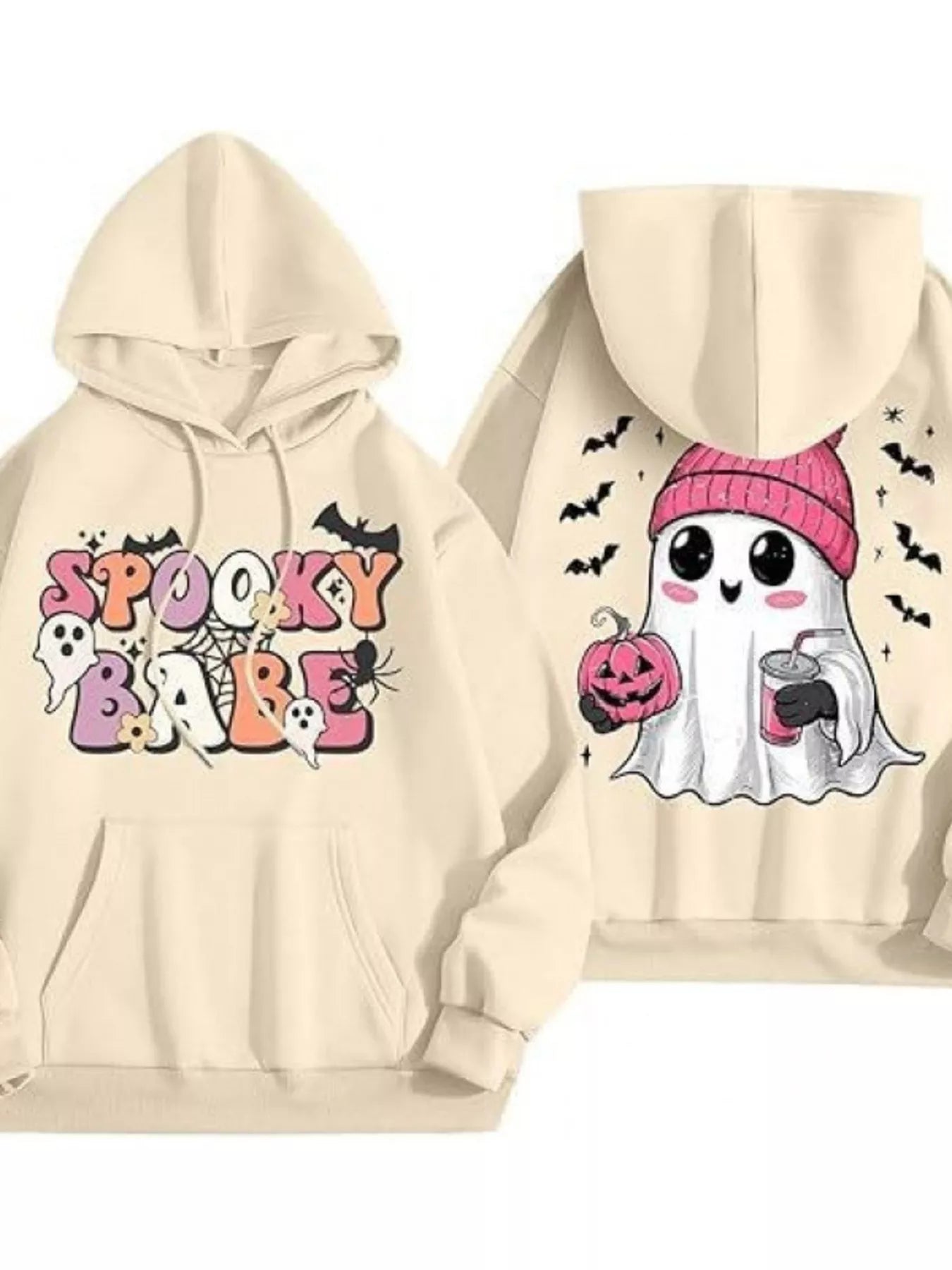 Full Size Halloween Graphic Long Sleeve Hoodie Plus Size