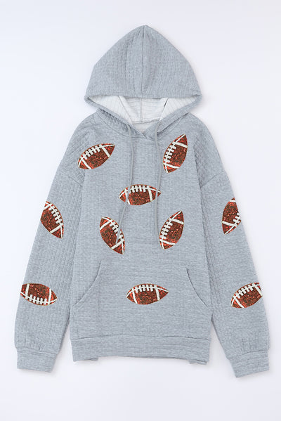 Explore More Collection - Drawstring Football Long Sleeve Hoodie