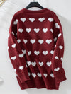 Explore More Collection - Heart V-Neck Button Up Long Sleeve Cardigan