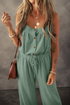 Explore More Collection - Drawstring Wide Strap Wide Leg Overalls