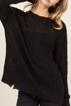 Explore More Collection - Distressed Long Sleeve Knit Top