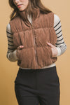 Explore More Collection - Love Tree Corduroy Zip Up Puffer Vest with Pockets