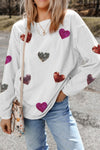 Explore More Collection - Valentine’s Day Sequin Heart Round Neck Long Sleeve Sweatshirt