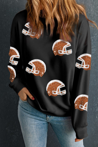 Explore More Collection - Sequin Round Neck Long Sleeve Sweatshirt