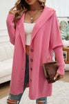 Explore More Collection - Button Up Long Sleeve Hooded Cardigan