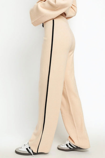 Explore More Collection - LE LIS COLLECTION Contrast Trim High Waist Wide Leg Sweater Pants