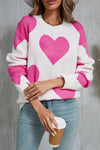 Explore More Collection - Angel Wings Contrast Heart Dropped Shoulder Long Sleeve Sweater