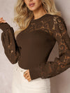 Explore More Collection - Lace Round Neck Long Sleeve T-Shirt