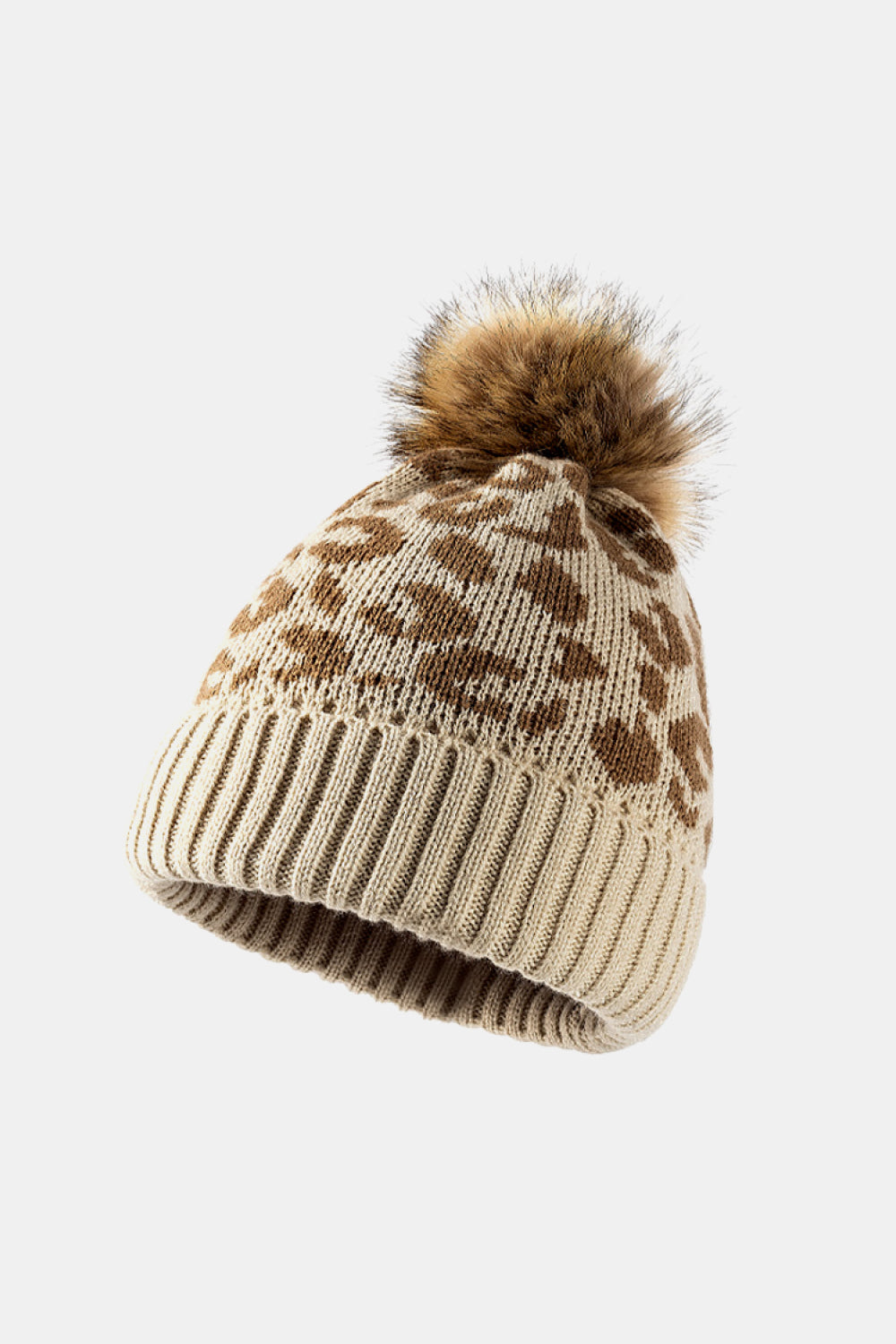 Explore More Collection - Leopard Pom-Pom Cuffed Beanie