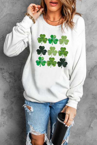 Explore More Collection - Lucky Clover Round Neck Dropped Shoulder Sweatshirt