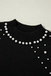 Explore More Collection - Pearl Detail Mock Neck Long Sleeve Sweater