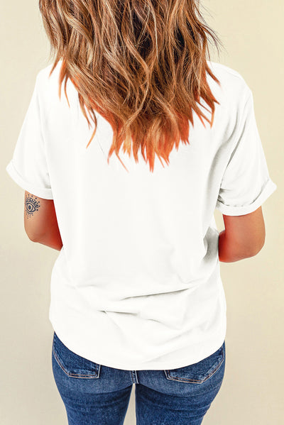 Explore More Collection - Sequin Star Round Neck Short Sleeve T-Shirt