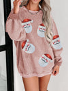 Explore More Collection - Sequin Santa Patch Ribbed Sweatshirt