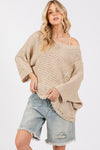 Explore More Collection - SAGE + FIG Distressed Asymmetrical Open Stitch Sweater