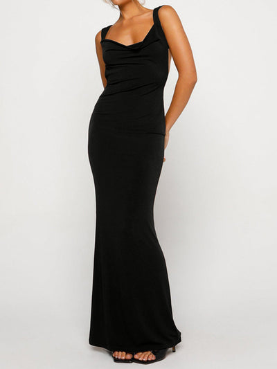 Explore More Collection - Backless Wide Strap Maxi Dress