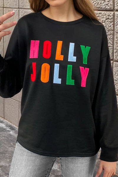 Explore More Collection - HOLLY JOLLY Round Neck Long Sleeve Top