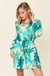 Explore More Collection - Double Take Full Size Floral Long Sleeve Romper with Pockets