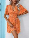 Explore More Collection - Printed V-Neck Half Sleeve Mini Dress