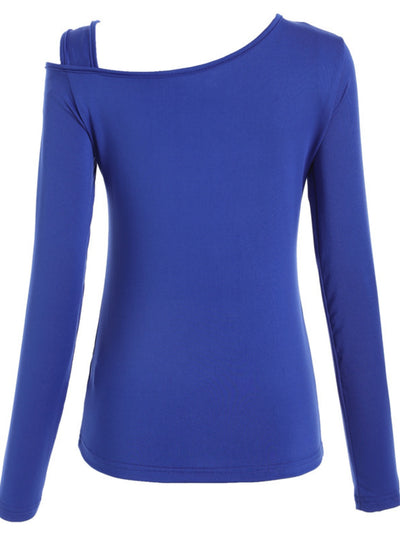 Explore More Collection - Cutout Asymmetrical Neck Long Sleeve T-Shirt