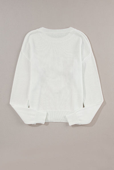 Explore More Collection - XOXO Round Neck Drop Shoulder Sweater