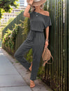 Explore More Collection - Single Shoulder Short Sleeve Jumpsuit