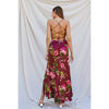 Perfect Option Open Back Ruffled Maxi Dress: MERLOT ROSE