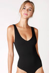 Basic Bodysuit - Ribbed V Neck Bodysuit