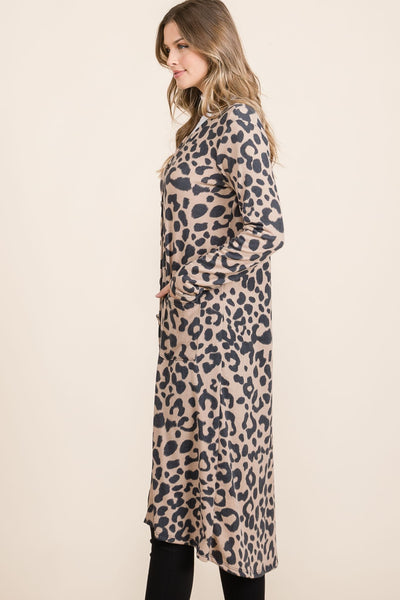 Explore More Collection - Celeste Full Size Leopard V-Neck Long Sleeve Cardigan