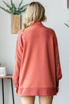 Explore More Collection - First Love Grommet Split Neck Kangaroo Pocket Sweatshirt