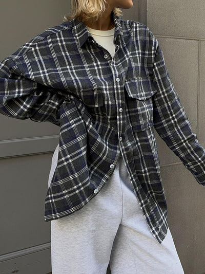 Explore More Collection - Pocketed Plaid Button Up Shacket