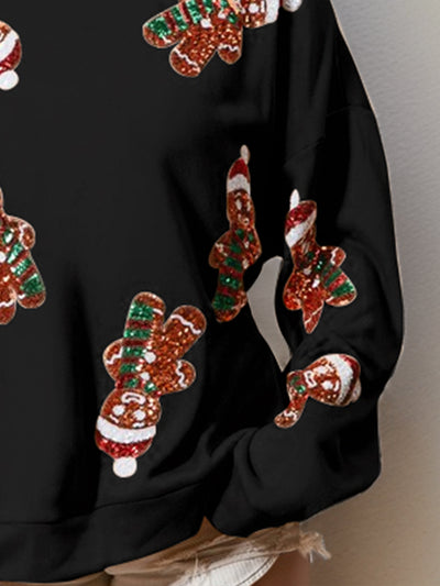 Explore More Collection - Sequin Gingerbread Man Long Sleeve Sweatshirt