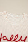 Explore More Collection - Letter Round Neck Long Sleeve Sweater