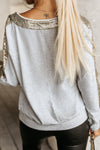 Explore More Collection - Sequin V-Neck Sweatshirt